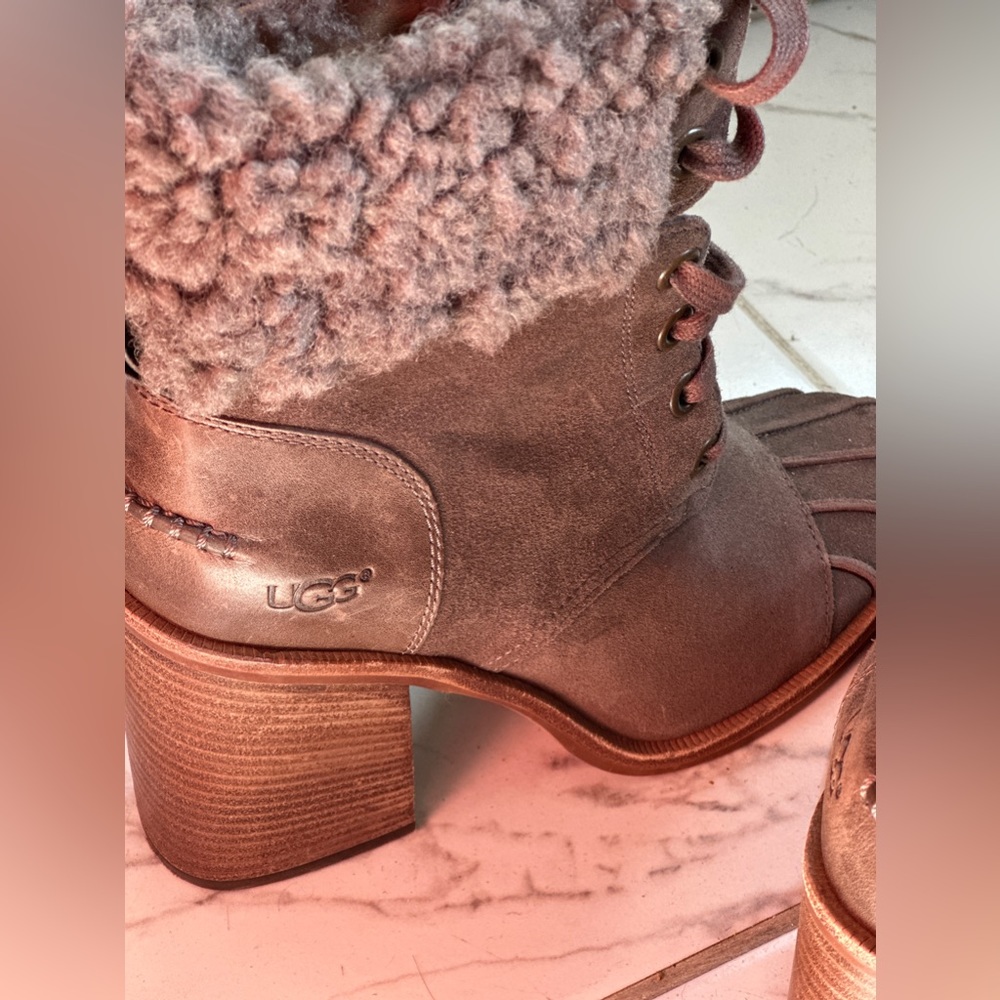 Designer Ugg  suede and leather grey booties. Size 8.5